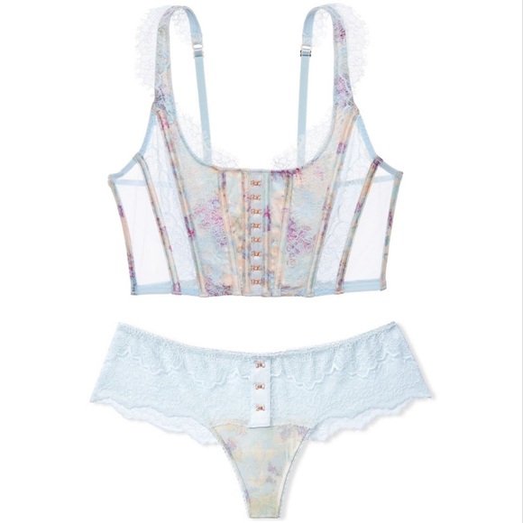 Victoria Secret Dream Angels Embroidered Lace-up Bustier(M) + Thong(M) SET *NEW*